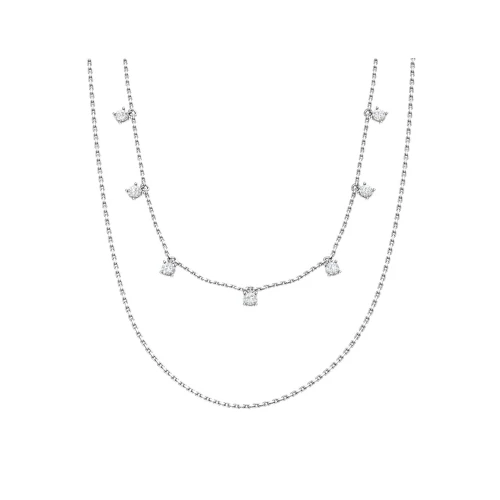 Колье многоярусное из серебра 925 пробы с фианитами