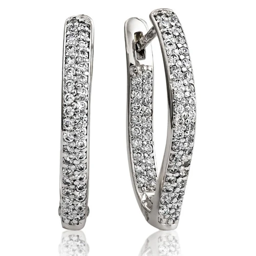 Серьги из серебра 925 пробы с фианитами
