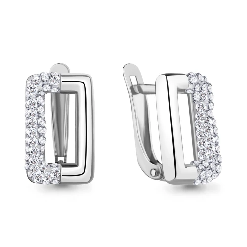 Серьги из серебра 925 пробы с ювелирным стеклом