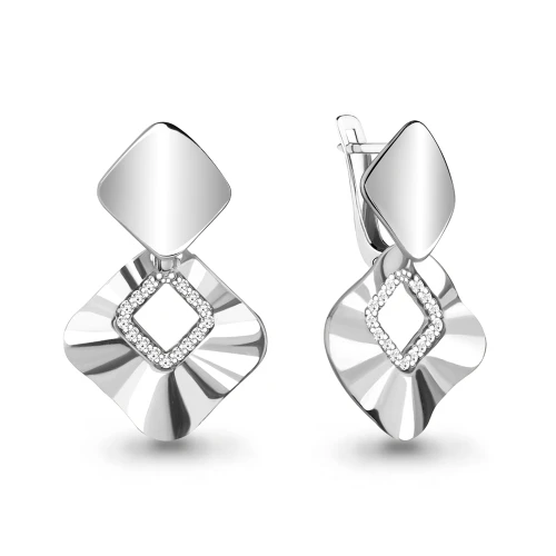 Серьги из серебра 925 пробы с фианитами