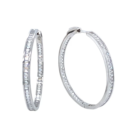 Серьги конго из серебра 925+875 пробы с цирконами