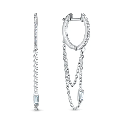 Серьги из серебра 925 пробы с фианитами