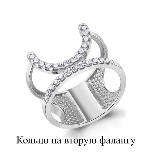 Кольцо фаланговое из серебра 925 пробы с фианитами