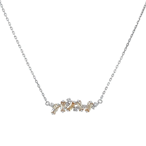 Колье из серебра 925 пробы с цветными фианитами