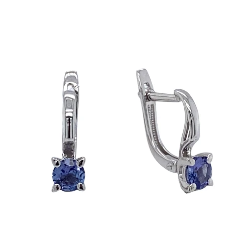 Серьги из белого золота 585 пробы с танзанитами