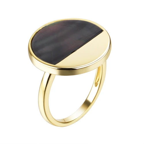 Кольцо из серебра 925 пробы спозолотой, с перламутром