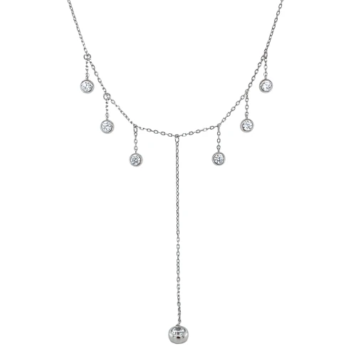 Колье галстук из серебра 925 пробы с фианитами