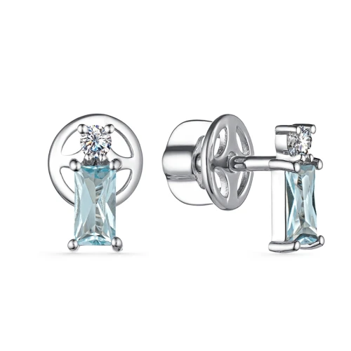 Серьги пусеты из белого золота 585 пробы с топазами