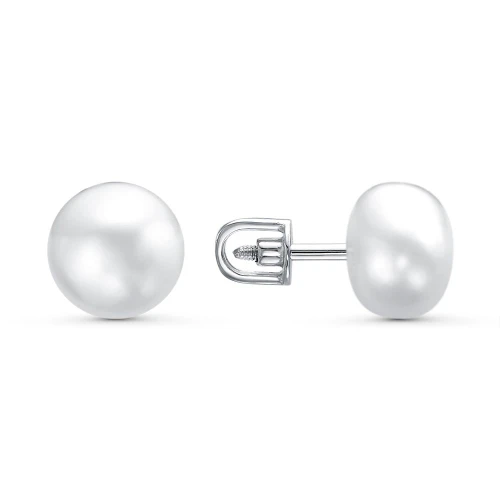 Серьги пусеты из серебра 925 пробы с жемчугом