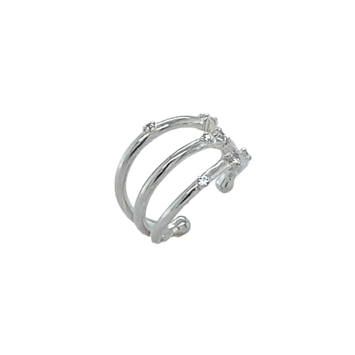 Моносерьга кафф из серебра 925 пробы с фианитом