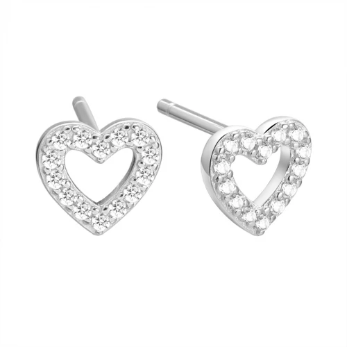 Серьги пусеты из серебра 925 пробы с фианитами