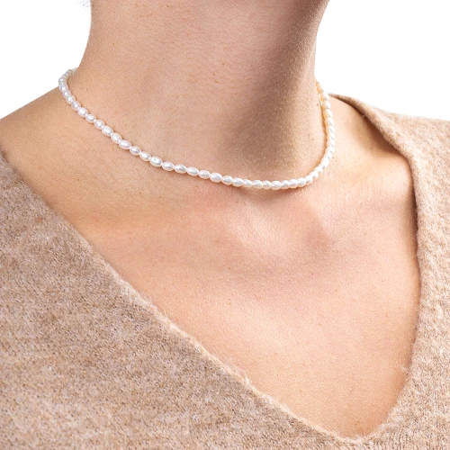 Жемчужный чокер с серебряным замком 925 пробы