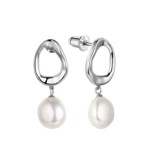 Серьги пусеты из серебра 925 пробы с жемчугом