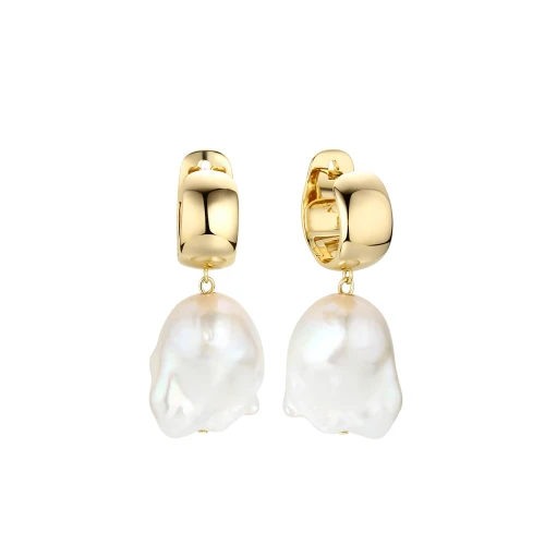 Серьги из серебра 925 пробы с позолотой, с жемчугом