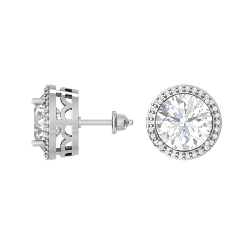 Серьги пусеты из серебра 925 пробы с фианитами