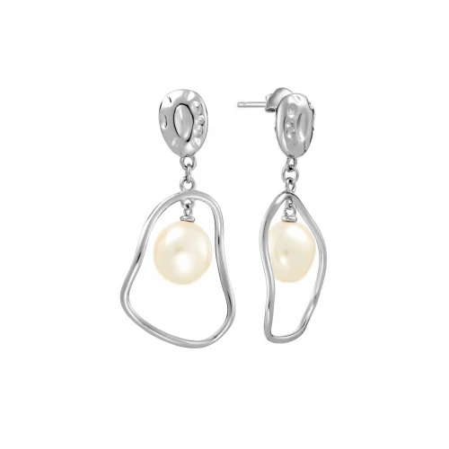 Серьги пусеты из серебра 925 пробы с жемчугом