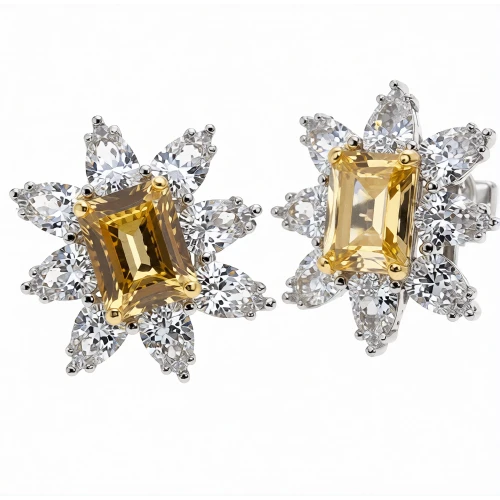 Серьги пусеты из серебра 925 пробы с цветными цирконами