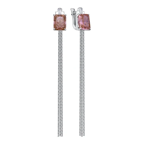 Серьги (925) бриллианит цветной, фианит