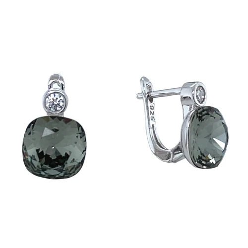 Серьги из серебра 925 пробы с кварцем и фианитами