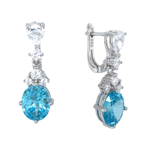 Серьги из серебра 925 пробы с цветными цирконами