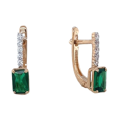 Серьги (585) изумруд ситалл, фианит