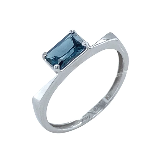 Кольцо из белого золота 585 пробы с топазом London Blue