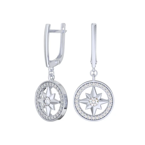 Серьги из серебра 925 пробы с фианитами