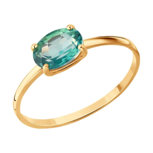 Кольцо (585) топаз зеленый