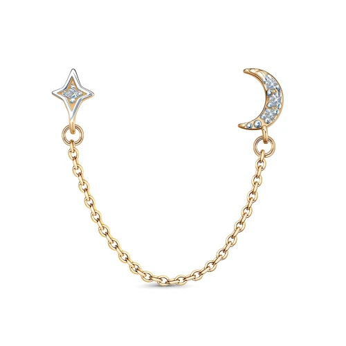 Моносерьга пусеты из золота 585 пробы с фианитом