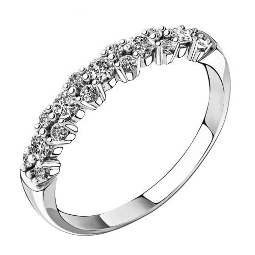 Кольцо из белого золота 585 пробы с фианитами