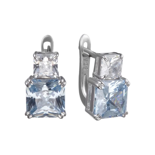 Серьги из серебра 925 пробы с цветными цирконами