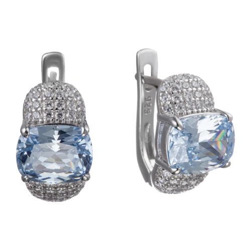 Серьги из серебра 925 пробы с цветными цирконами