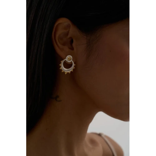 Пусеты (925) цитрин, лунный камень баланс энергий