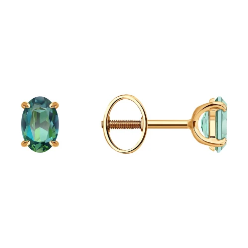 Пусеты (585) топаз зеленый