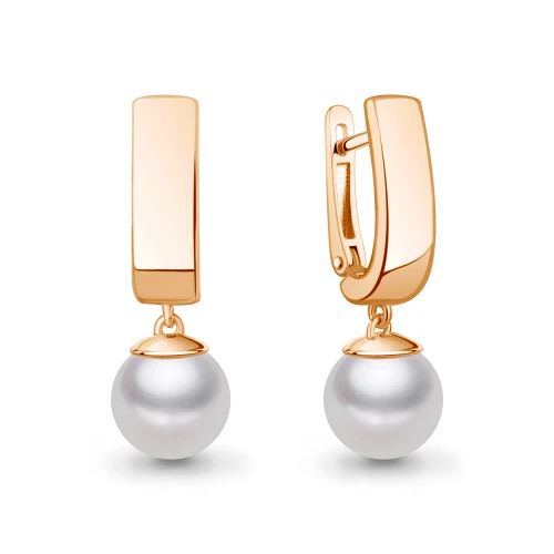 Серьги из серебра 925 пробы с позолотой, с искусственным жемчугом