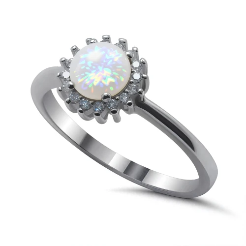 Кольцо (925) опал синт., циркон