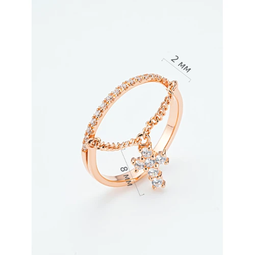 Кольцо из серебра 925 пробы с позолотой, с фианитами