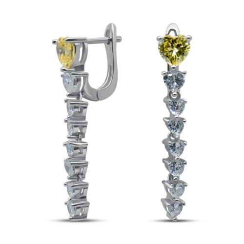 Серьги из серебра 925 пробы с цветными цирконами