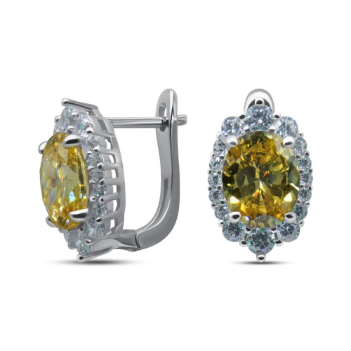 Серьги из серебра 925 пробы с цветными цирконами