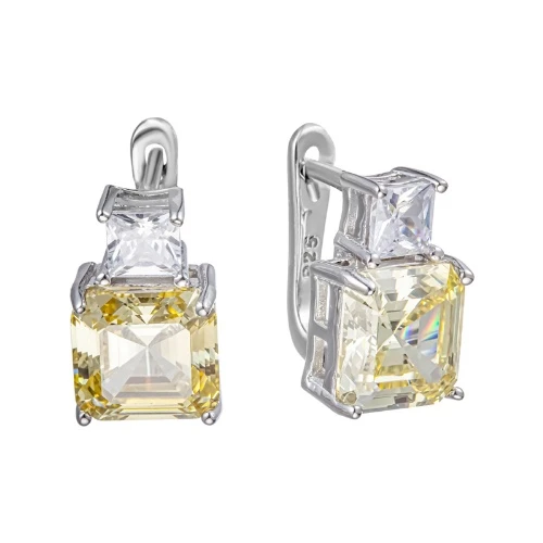 Серьги из серебра 925 пробы с цветными цирконами