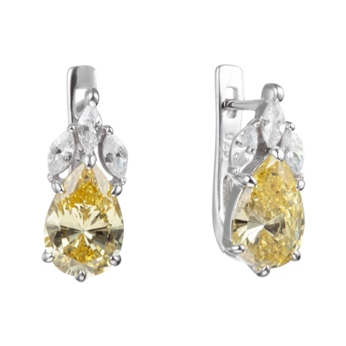 Серьги из серебра 925 пробы с цветными цирконами