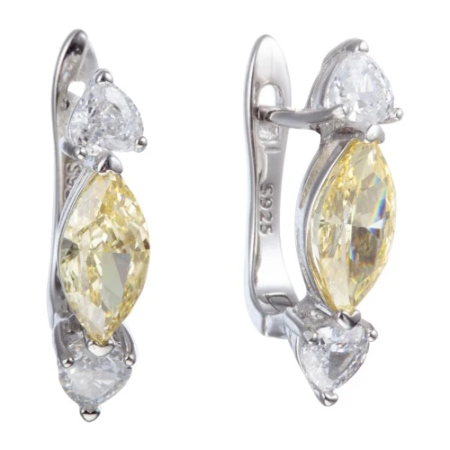 Серьги из серебра 925 пробы с цветными цирконами