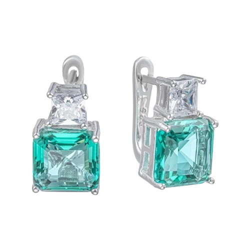 Серьги из серебра 925 пробы с цветными цирконами