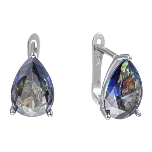 Серьги из серебра 925 пробы с цветными цирконами