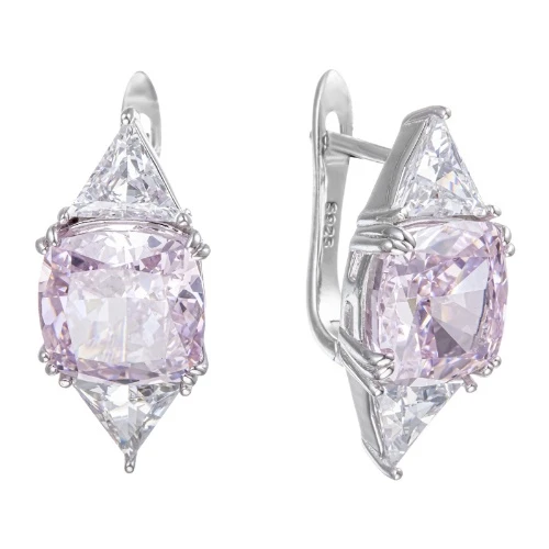 Серьги из серебра 925 пробы с цветными цирконами