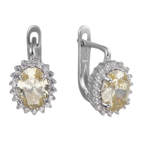 Серьги из серебра 925 пробы с цветными цирконами