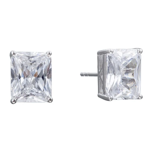 Серьги пусеты из серебра 925 пробы с цирконами