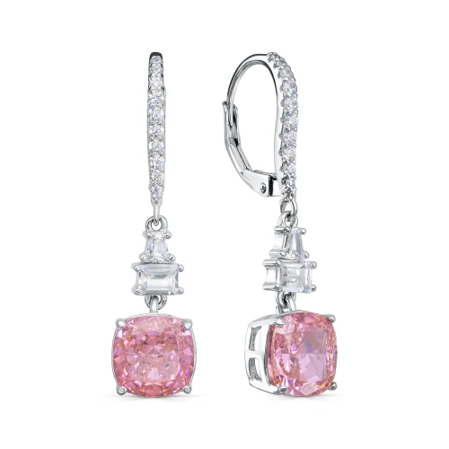 Серьги из серебра 925 пробы с цветными фианитами