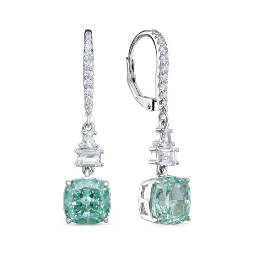 Серьги из серебра 925 пробы с цветными фианитами