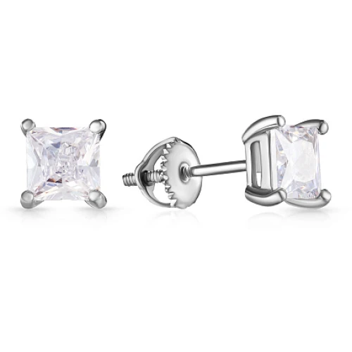 Серьги пусеты из серебра 925 пробы с цирконами